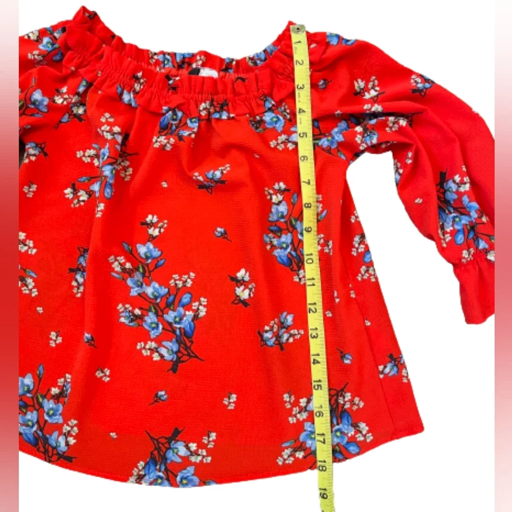 Red & Blue Floral Blouse Size 2 - Picture 2 of 4